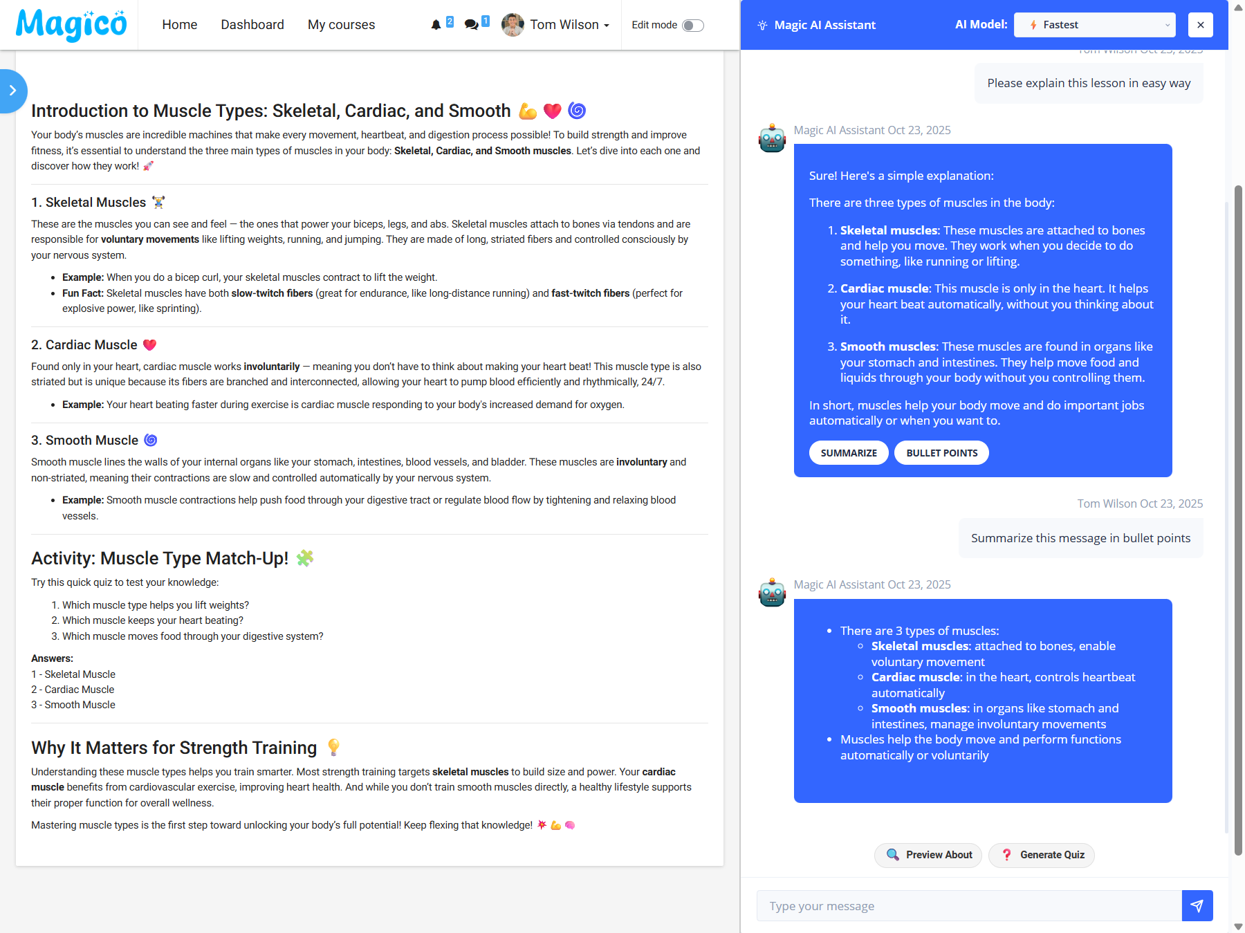 Magic Assistant AI Plugin - Flexible LMS Layout