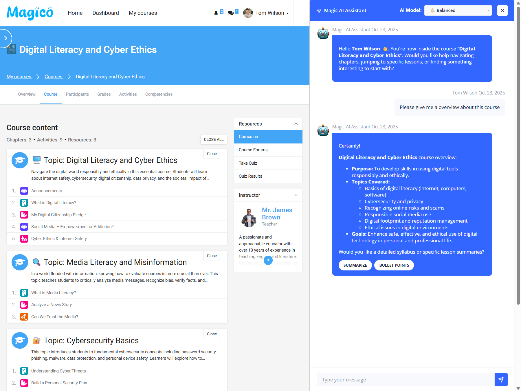 Magic Assistant AI Plugin - Flexible LMS Layout