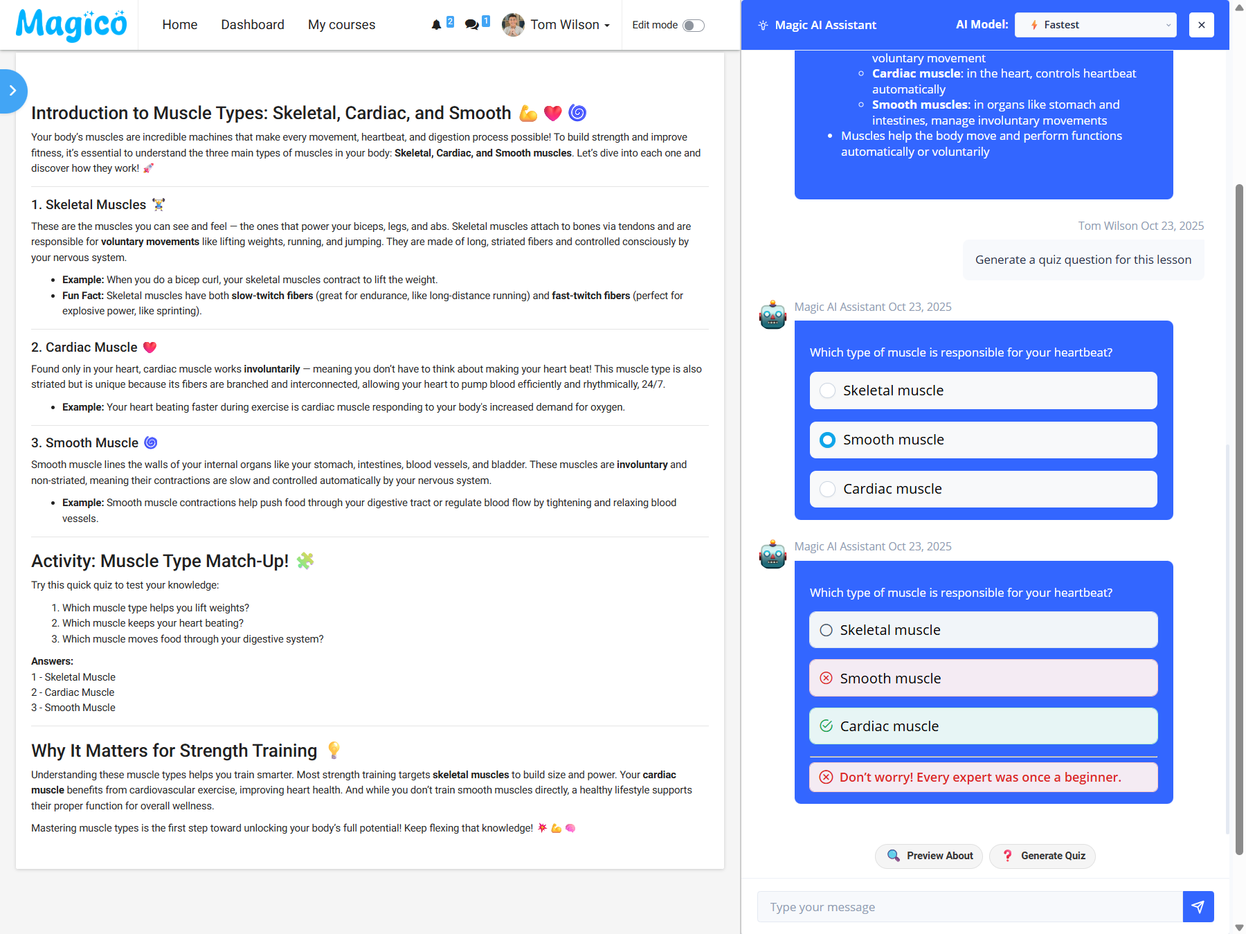 Magic Assistant AI Plugin - Flexible LMS Layout