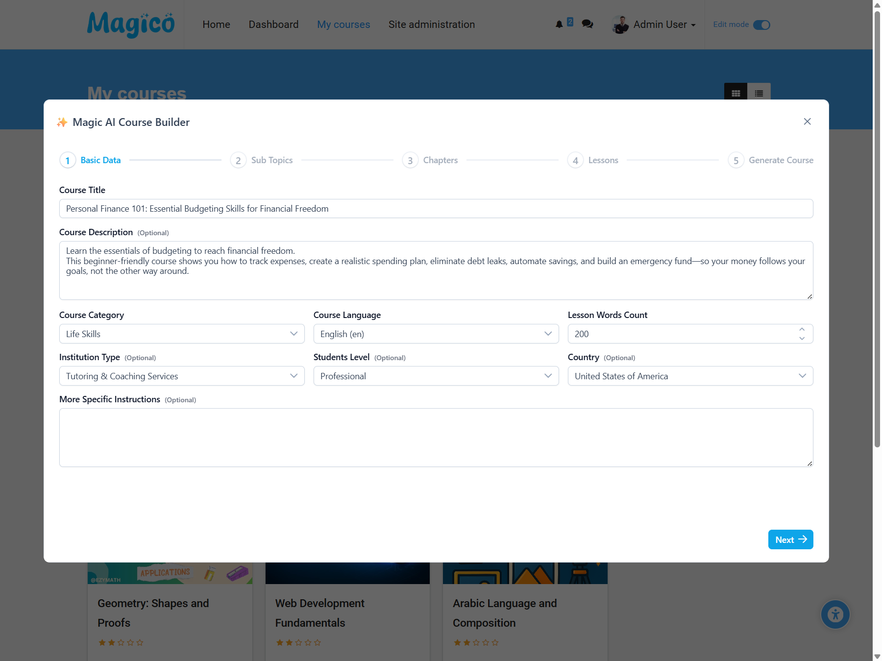 Magico Theme MyCourses Grid - Flexible LMS Layout