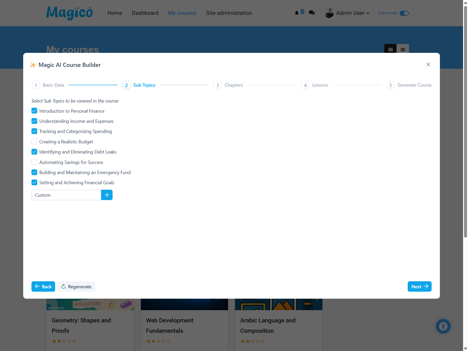 Magico Theme MyCourses List - Flexible LMS Layout