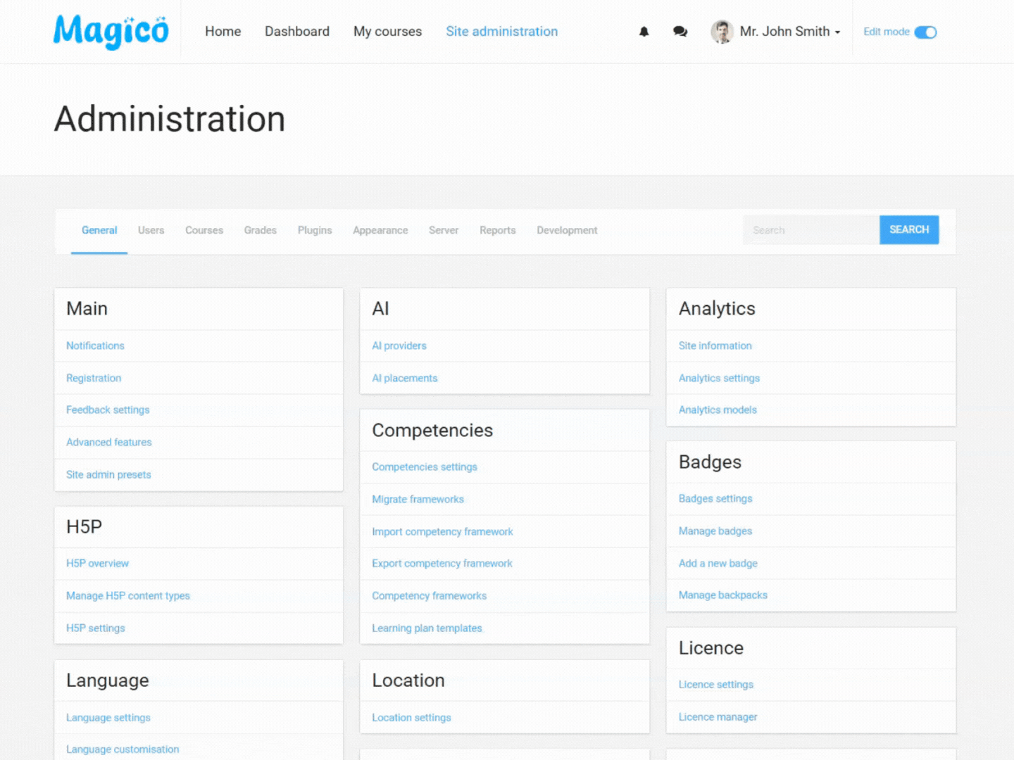 Magico Theme Administration