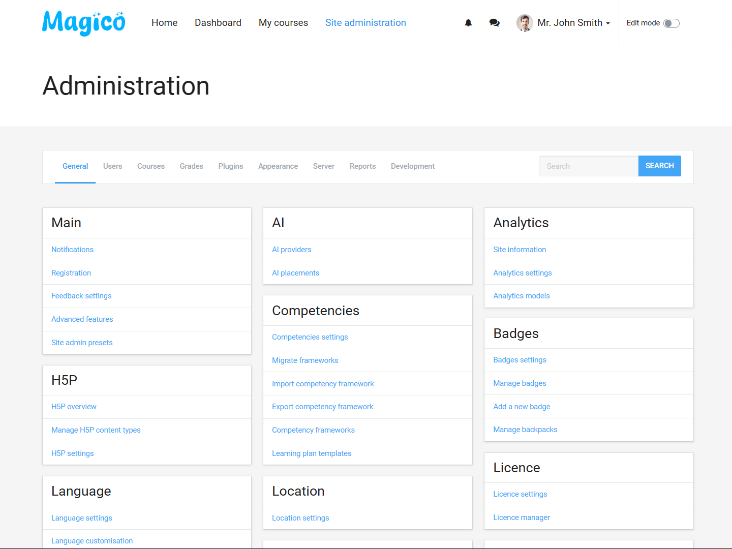Magico Advanced Administration Panel