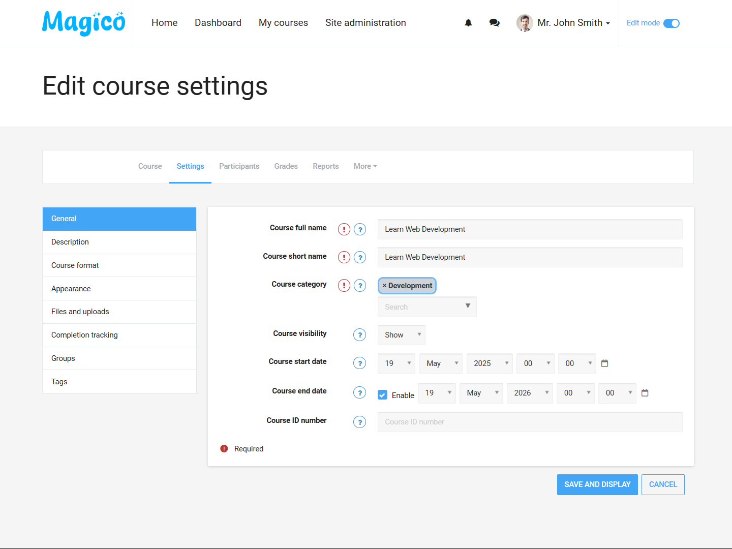 Magico Smooth Course Settings Editor