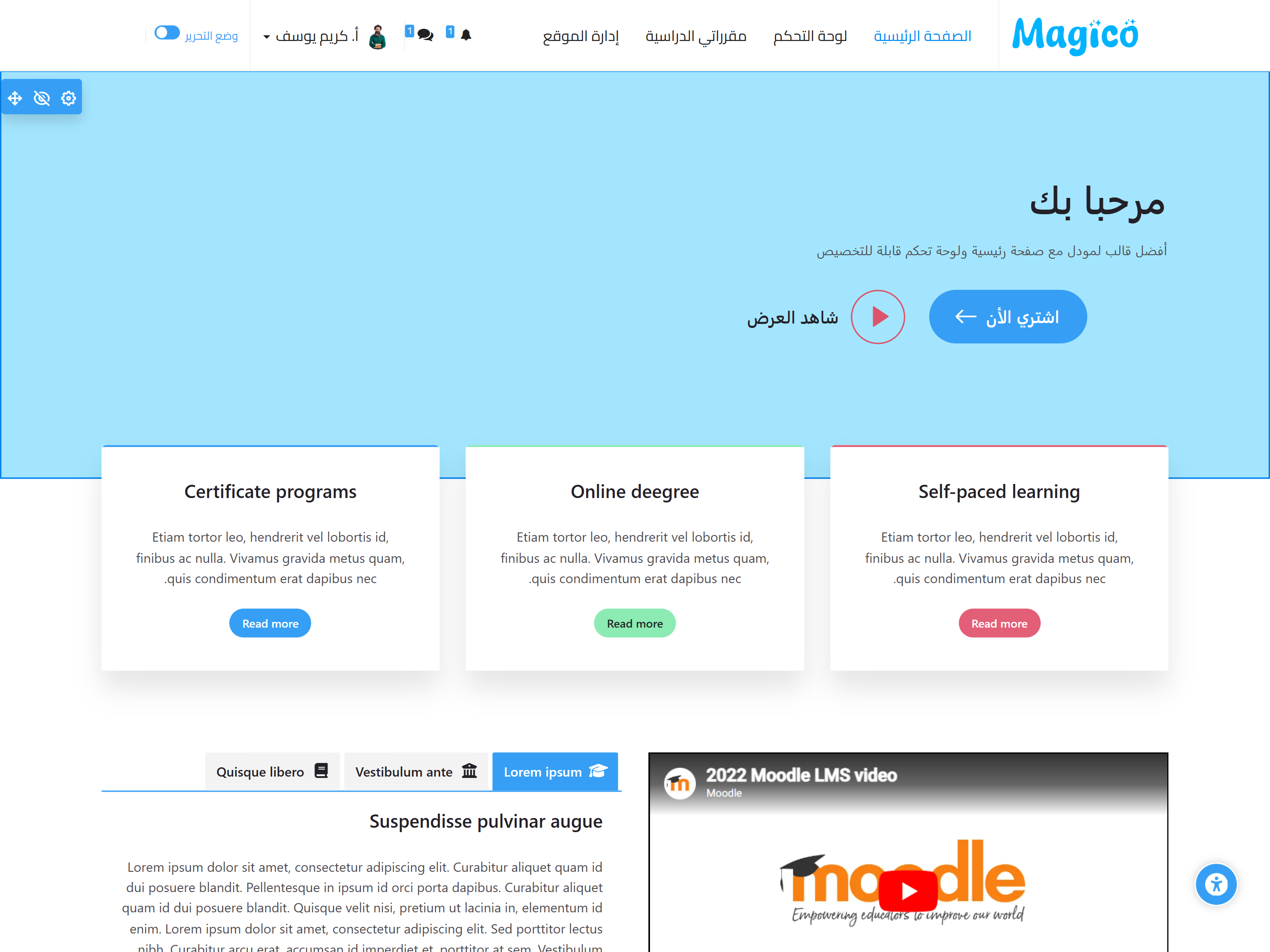 Magico Theme Home AR - Flexible LMS Layout